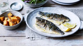 Sea bass fillet with rosemary and lemon [upl. by Ssidnac]