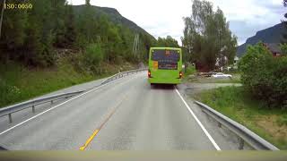 ORIGINAL Dashcam Norway  Semi truck narrowly missing kids [upl. by Naimaj]