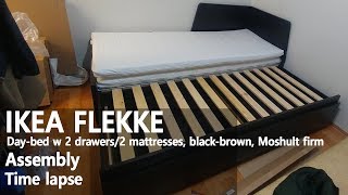 How to Assemble  IKEA 이케아 FLEKKE 플레케 데이베드서랍2매트리스2 블랙브라운 모스훌트 하드 조립 [upl. by Yzmar]