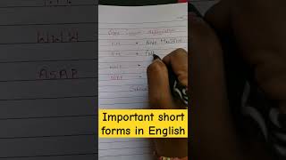 Important Short forms in English🔥🔥abbreviation english grammarrules viral shortsfeed ytshorts [upl. by Hnacogn]