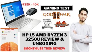 HP15 AMD Ryzen 3 3250U Review amp Unboxing  Gaming and Performance Test  Laptop Under 35K40K [upl. by Hgielac]