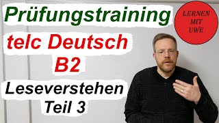 telc Deutsch B2 – Prüfung  03  Erklärung und Tipps zum Leseverstehen Teil 3 [upl. by Asira351]