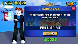 NEW CODES ALL WORKING CODES IN BLOX FRUITS 2024 AUGUST ROBLOX BLOX FRUITS CODES SPIRIT [upl. by Nefets92]