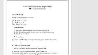 TP1 Electricité Général 2CPST ENSH [upl. by Nafis]