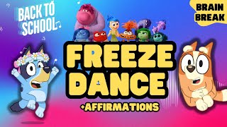 Back to School Brain Break  Bluey Freeze Dance  Inside Out  Games for Kids [upl. by Anahsal]