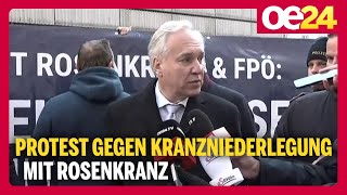 Protest gegen Kranzniederlegung mit Rosenkranz [upl. by Aillemac766]