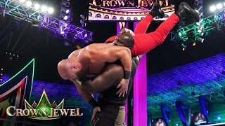 Omos slams Braun Strowman with ease WWE Crown Jewel WWE Network Exclusive [upl. by Celeski]