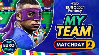 EURO FANTASY MD2 MY TEAM  Mbappé Injury 🤕 Transfer and Strategy for Matchday 2  EURO 2024 Fantasy [upl. by Olen]