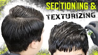 SECTIONING AND TEXTURIZING ✂️ Mid Fade Crop Freestyle Design Haircut Tutorial [upl. by Fisken679]