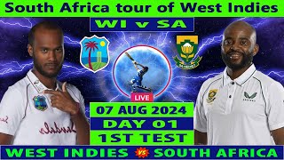 West Indies vs South Africa  WI vs SA  1st Test Day 1 of SA tour of WI 2024  Cricket Info Live [upl. by Yevreh]