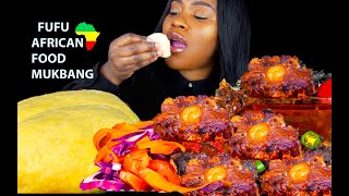 ASMR FUFU amp OKRO SOUP MUKBANG  DESHELLED SEAFOOD BOIL  SEAFOOD  MUKBANG  SHRIMP EATING SOUNDS [upl. by Ennairej]