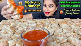 ASMR Eating 100 Spicy Momos Dumplings Eating challenge Indian Street Food ASMR Eating Mukbang Video [upl. by Waverley]