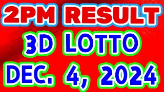 2PM RESULTA OF 3D RESULT TODAY DECEMBER 4 2024 SWERTRES NUMERO  LOTTO RESULT 2PM [upl. by Notlit]