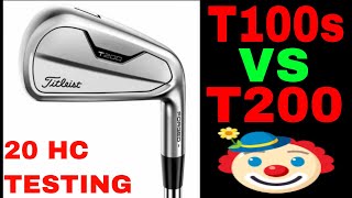 High Handicap Golfer  Quick comparison test T100s vs T200 Titleist clubs [upl. by Yralih103]