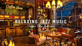 Warm Piano Jazz Music in Cozy Winter Cafe Ambience amp Cracking Fireplace for Deep Sleep Relaxing [upl. by Buote492]