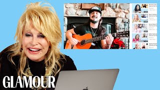 Dolly Parton Watches Fan Covers on YouTube  Glamour [upl. by Dlanger876]