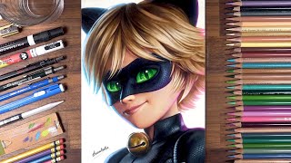 Drawing Miraculous Cat Noir  drawholic [upl. by Aitnahs]