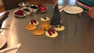 Fun with pancakes on the teppanyaki grill by CookNDine [upl. by Ym]