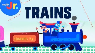 Trains 🚂 StoryBots Vehicles Songs for Kids  Netflix Jr [upl. by Nehtanhoj604]