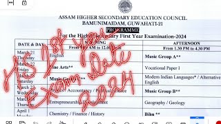 hs 1st year final exam date 2024  ahsec  class 11 exam routine [upl. by Barnes]