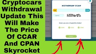 Cryptocars  Cryptoplanes withdrawal Update This Will Make CCAR And CPAN Pump [upl. by Zealand]