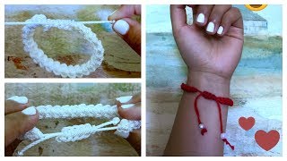 Pulsera A Crochet Con Hilo Rojo [upl. by Bennet]