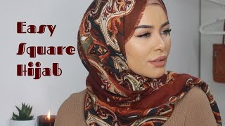 Easy Square Hijab Tutorial [upl. by Aubigny890]