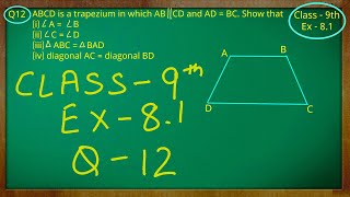 Class  9th Maths  Quadrilaterals  Ex 81 Q no 12 solved ncert cbse [upl. by Kieffer]