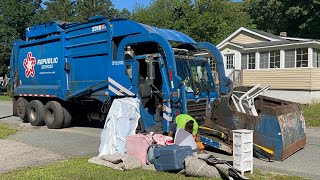 Republic Services Curotto Can Garbage Truck Packing Bulk Waste [upl. by Ossie]