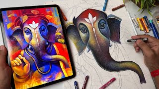 Shree Ganesh Ji Drawing Ganesha Drawing Oil Pastel Drawing 😍 [upl. by Frerichs]