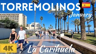 🇪🇦4K LA CARIHUELA Torremolinos  Sunny Day Walking Tour in January 2023  Málaga Spain [upl. by Einalem]