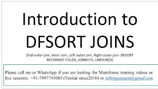 DFSORT JOINS  Introduction to JoinsDFSORTPart1 [upl. by Nicolea]