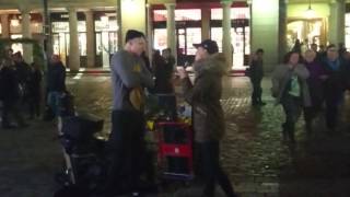 Celinde Schoenmaker duets with busker Stephen Barry in Covent Garden London 10 Nov 2016 [upl. by Zwick]