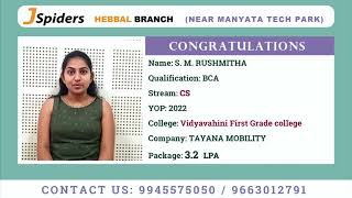 Successfully Placed  From Jspiders Hebbal  S M RUSHMITHA [upl. by Annoynek124]