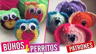 Cómo tejer BÚHOS Y PERRITOS a Crochet  PATRONES  Muy Fácil  EliClau [upl. by Orfield]