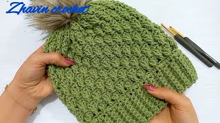 SUPER EASY and FAST crochet beanie hat for beginners [upl. by Oicirtap]