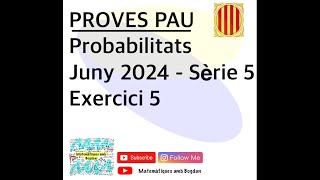 Selectivitat Matemàtiques CCSS Juny 2024 Sèrie 5  Exercici 5 [upl. by Ardnalak934]