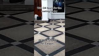 Pebble stone floor coating drying process carport batusikat [upl. by Aisanahta]