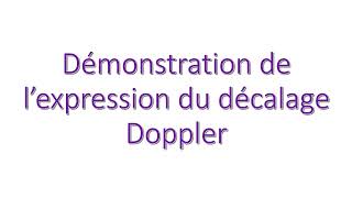 Cours  Demonstration decalage doppler Chapitre 4 [upl. by Dagmar]