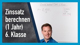 Zinssatz berechnen EINFACHES Beispiel 6 Klasse [upl. by Anahsohs]