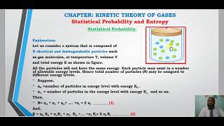 Lecture  8 Statistical probability and entropy  KINETIC THEORY OF GASES [upl. by Swainson]