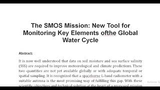 The SMOS Mission New Tool for Monitoring Key Elements ofthe Global Water Cycle [upl. by Seagraves]