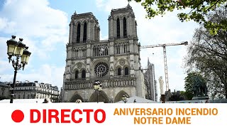 NOTRE DAME MACRON visita la catedral el día que se cumplen 2 años del devastador INCENDIO  RTVE [upl. by Auqinehs]