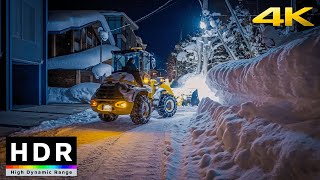 4K HDR  Relaxing night walk in snowy village of Niseko Hokkaido Japan [upl. by Tarryn]