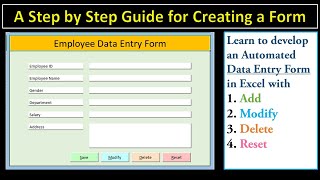 How to Create a Data Entry Form in Excel With Add Modify Delete and Reset Stepbystep Guide [upl. by Kcitrap]