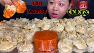 100 MOMOS EATING CHALLENGEPORK MOMOS 🔥SPICIEST CHUTNEY  MOMOS CHALLENGE  FOOD CHALLENGE  MUKBANG [upl. by Bugbee]