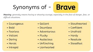 Synonyms Of Brave Brave Synonyms Words List Meaning and Example Words vocabulary synonyms [upl. by Iznil24]