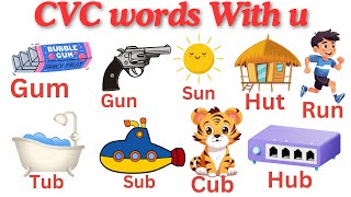 CVC Words  Letter U  Short Vowel U  un ub ug Rhyming Words  Learn to Read  Phonics for Kids [upl. by Furmark525]