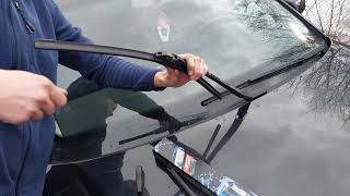 How to change front wiper blades on AUDI A4 B7 tutorial  Bosch Aerotwin wipers [upl. by Seldon150]