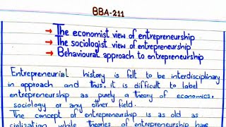 Economist view of entrepreneurship  Sociologist view  Behavioural approach BBA211 pu [upl. by Hooge283]